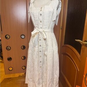 Evi Grintela Italy White Button-Front Maxi shirt Dress Sz XL